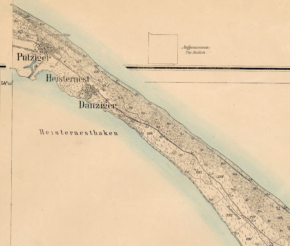 Mapa Jastarni i Pwyspu Helskiego z roku 1901