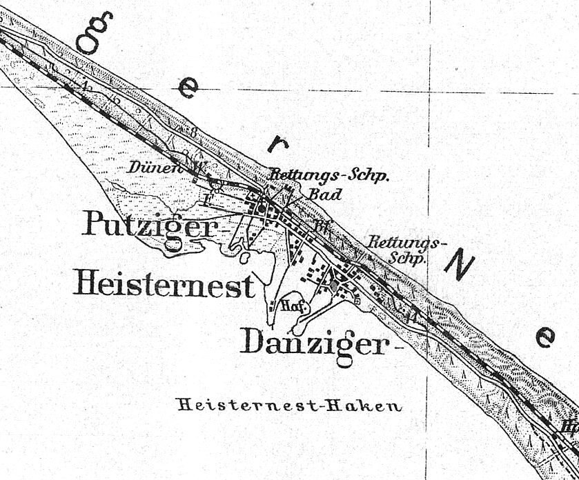 Mapa Jastarni i Pwyspu Helskiego z roku 1935