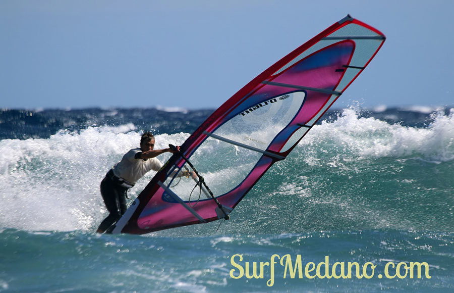 Windsurfing and kitesurfing at El Cabezo in El Medano Tenerife