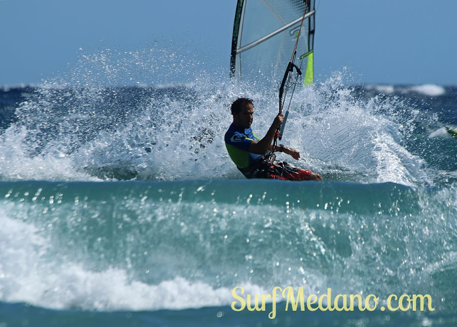 Windsurfing and kitesurfing at El Cabezo in El Medano Tenerife