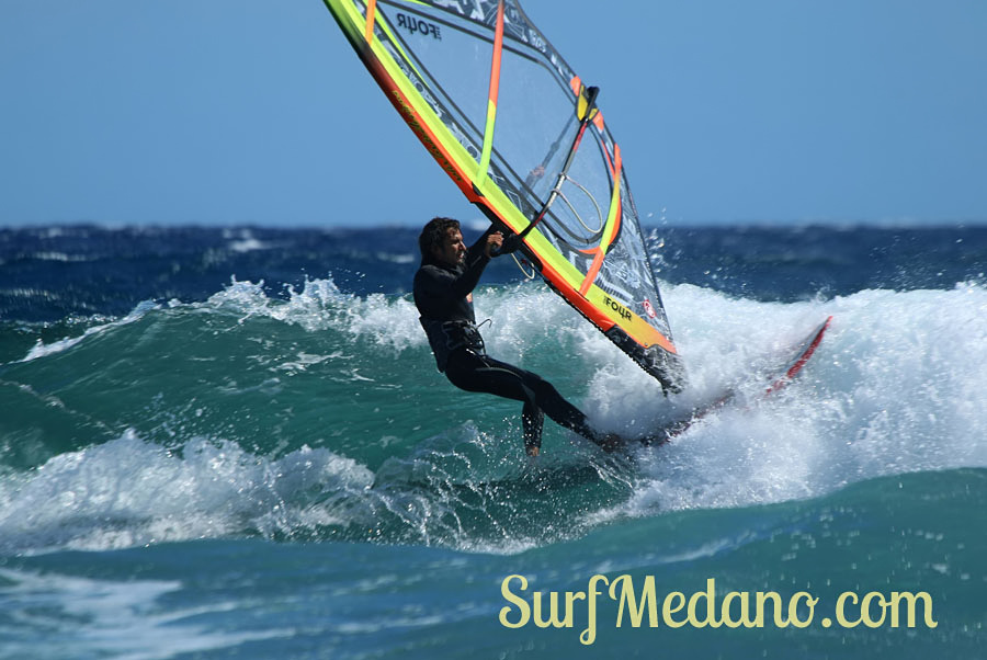 Windsurfing and kitesurfing at El Cabezo in El Medano Tenerife