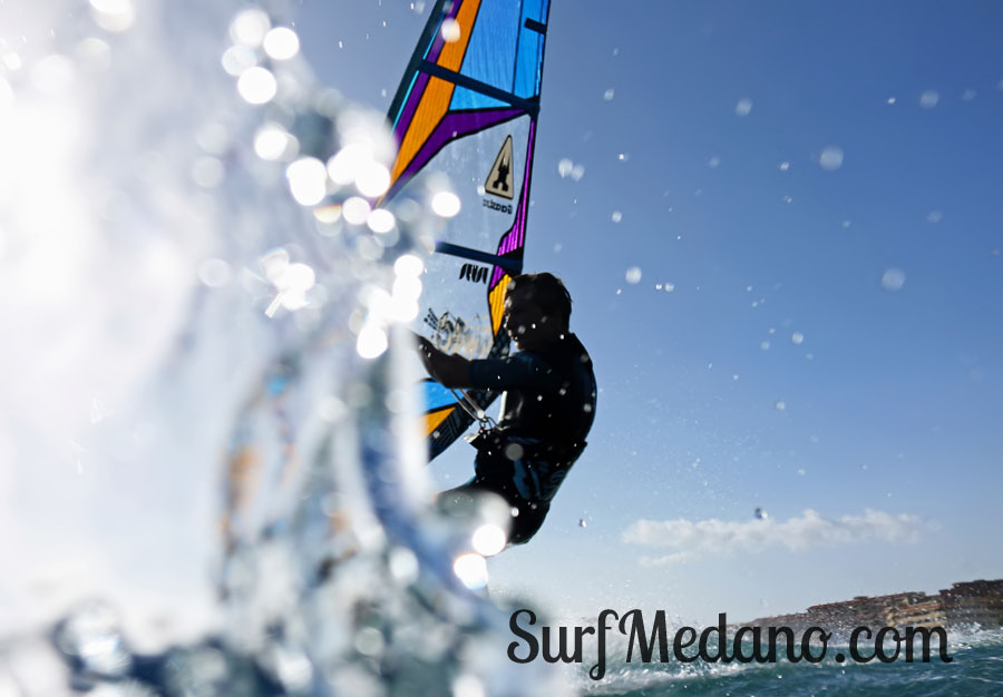 Windsurfing and kitesurfing at El Cabezo in El Medano Tenerife