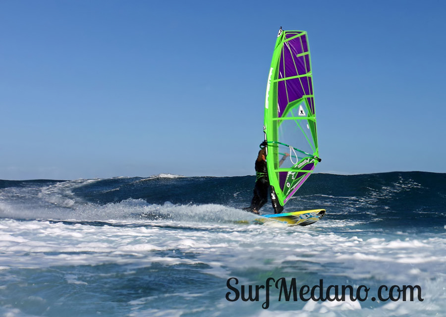 Windsurfing and kitesurfing at El Cabezo in El Medano Tenerife