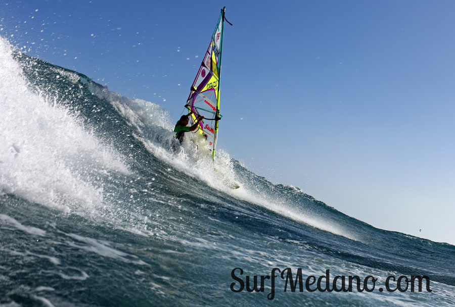 Windsurfing and kitesurfing at El Cabezo in El Medano Tenerife