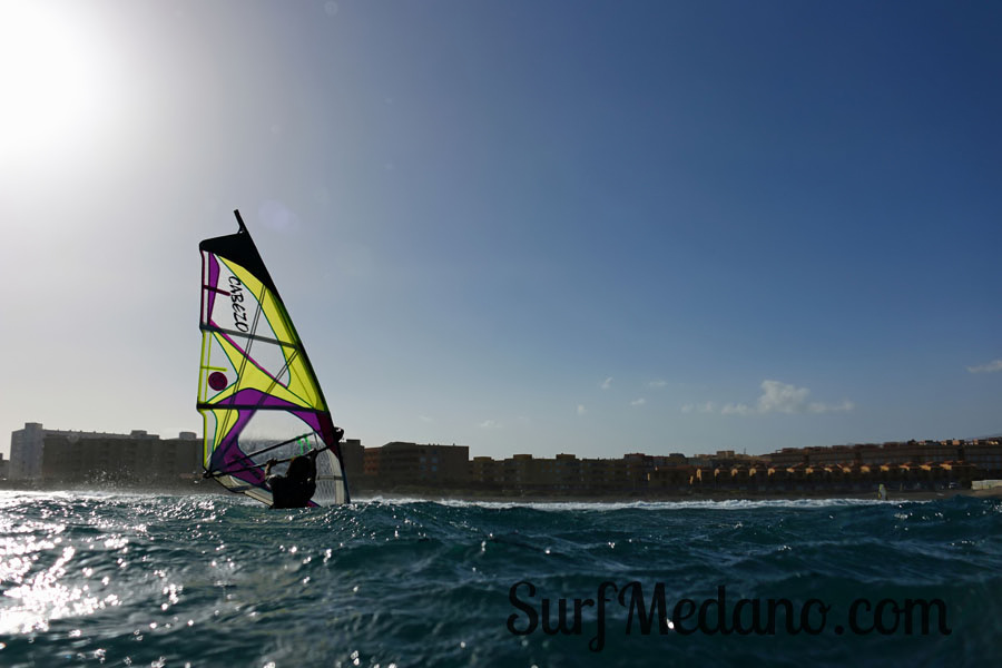 Windsurfing and kitesurfing at El Cabezo in El Medano Tenerife