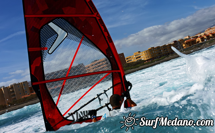 Windsurfing and kitesurfing at El Cabezo in El Medano Tenerife