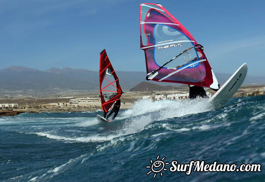 Windsurfing and kitesurfing at El Cabezo in El Medano Tenerife