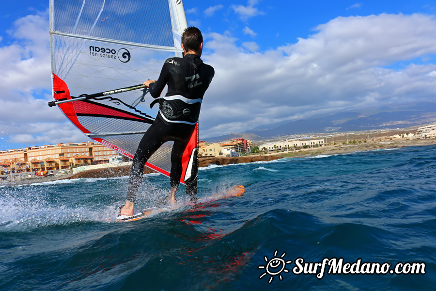 Windsurfing and kitesurfing at El Cabezo in El Medano Tenerife