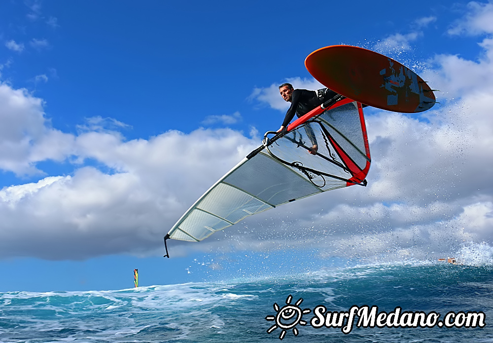 Windsurfing and kitesurfing at El Cabezo in El Medano Tenerife