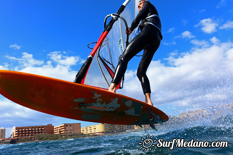 Windsurfing and kitesurfing at El Cabezo in El Medano Tenerife