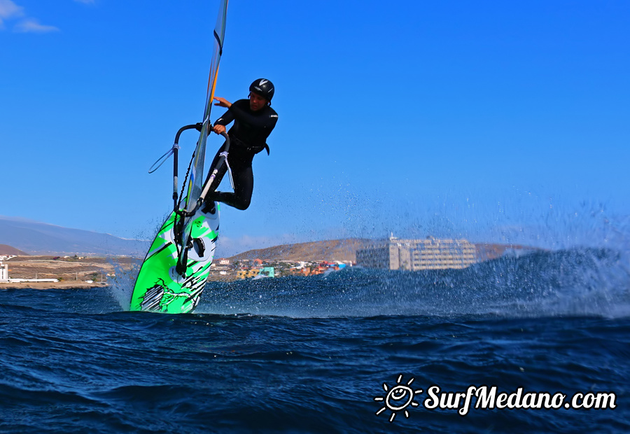 Windsurfing and kitesurfing at El Cabezo in El Medano Tenerife