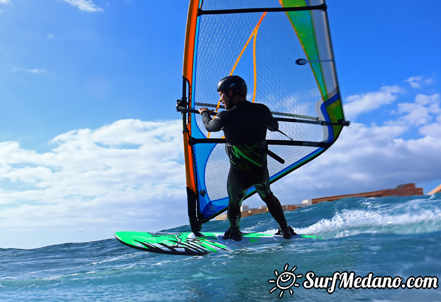 Windsurfing and kitesurfing at El Cabezo in El Medano Tenerife