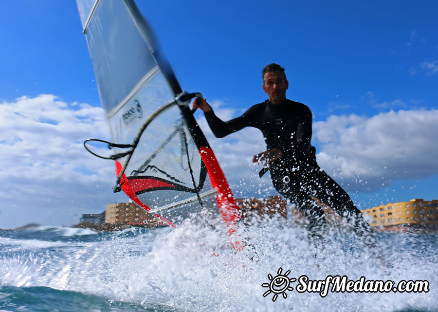 Windsurfing and kitesurfing at El Cabezo in El Medano Tenerife