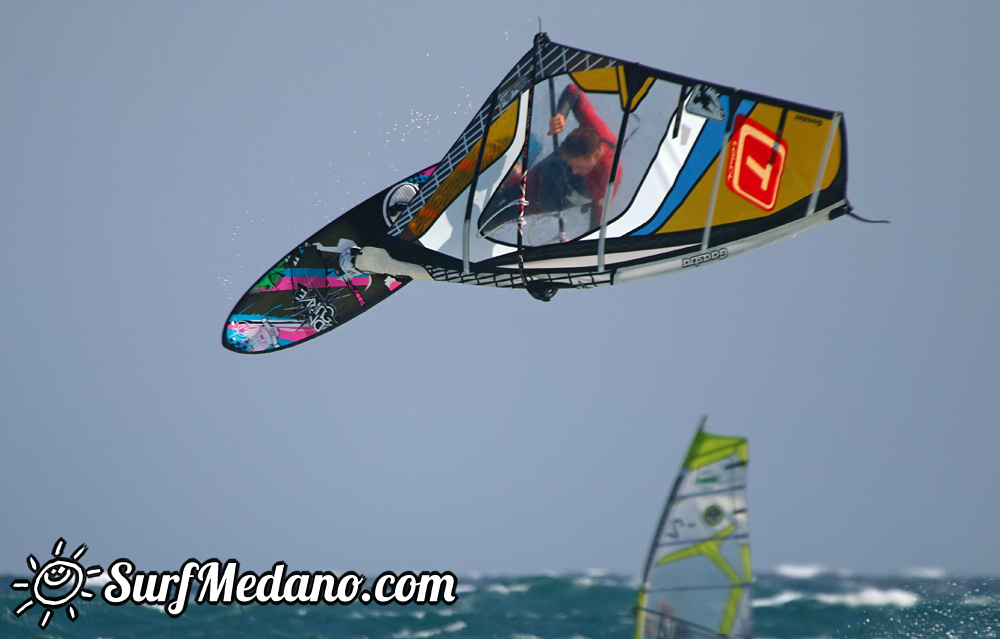 Windsurfing and kitesurfing at El Cabezo in El Medano Tenerife