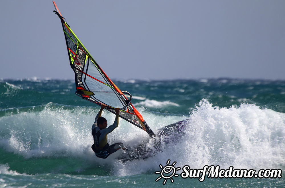 Windsurfing and kitesurfing at El Cabezo in El Medano Tenerife