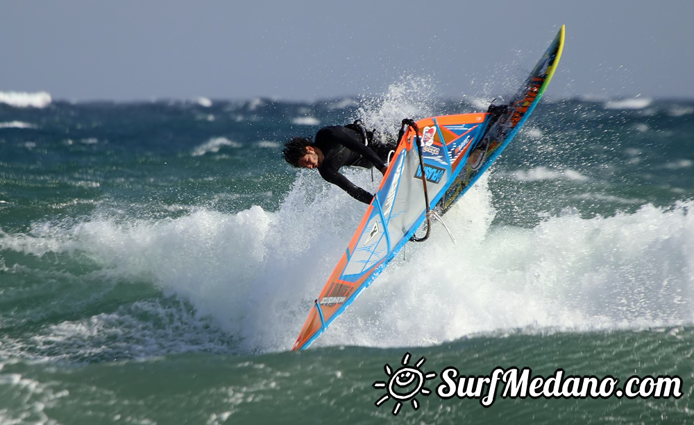 Windsurfing and kitesurfing at El Cabezo in El Medano Tenerife