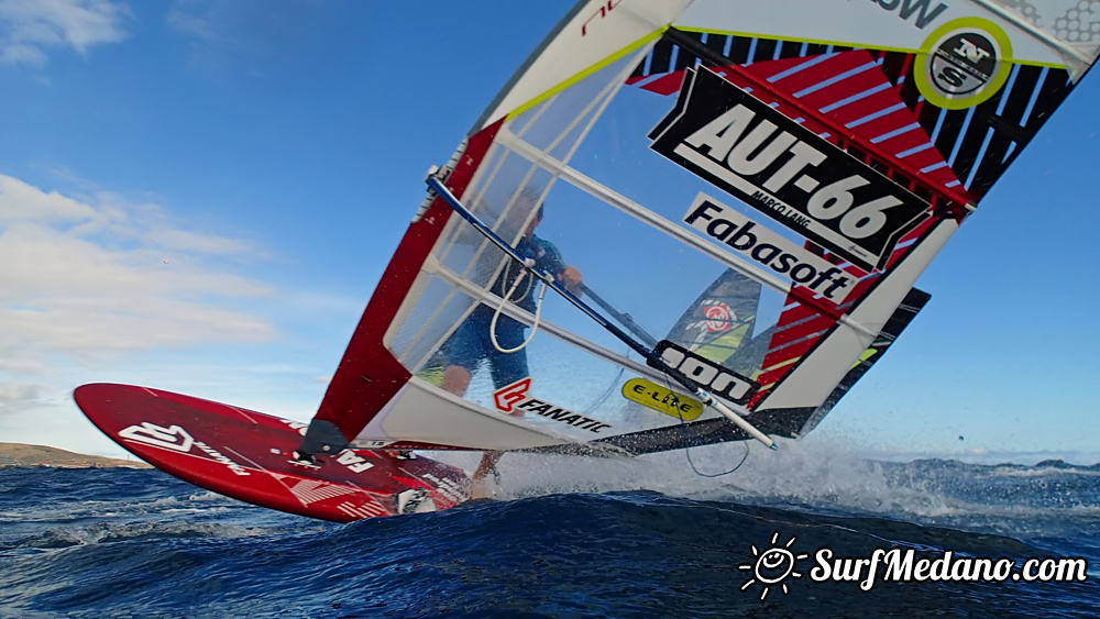 Windsurfing slalom race in El Medano Tenerife 04-01-2014