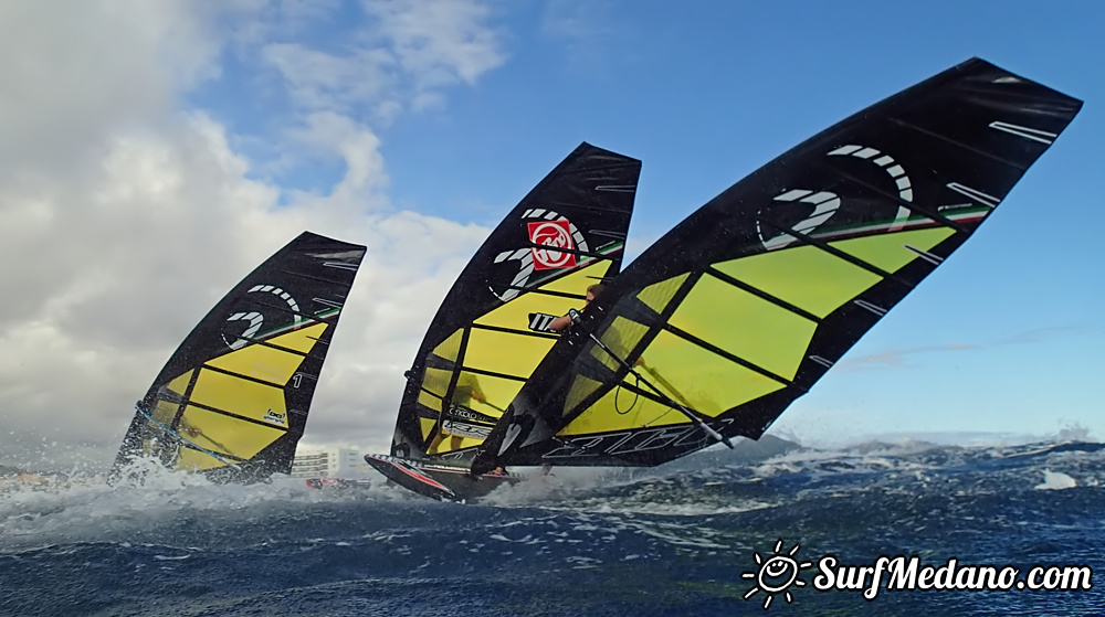 Windsurfing slalom race in El Medano Tenerife 04-01-2014