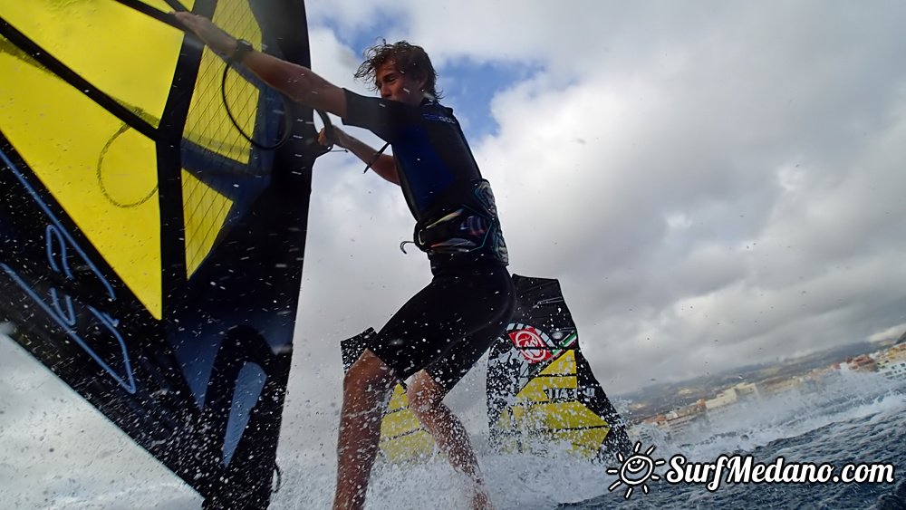 Windsurfing slalom race in El Medano Tenerife 04-01-2014