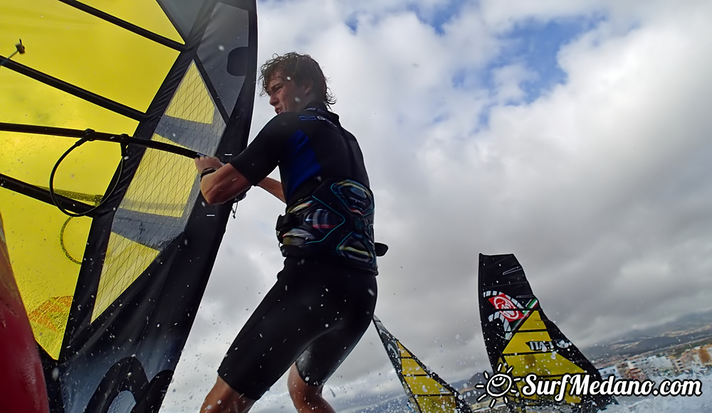 Windsurfing slalom race in El Medano Tenerife 04-01-2014