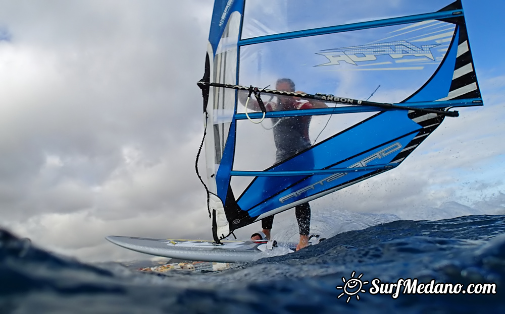 Windsurfing slalom race in El Medano Tenerife 04-01-2014