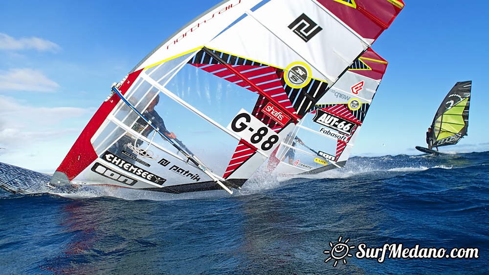 Windsurfing slalom race in El Medano Tenerife 04-01-2014