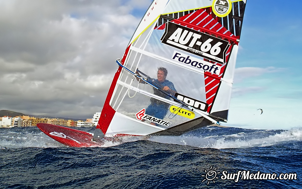 Windsurfing slalom race in El Medano Tenerife 04-01-2014