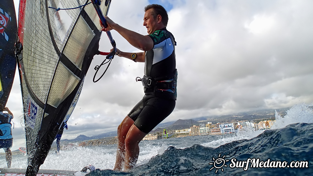 Windsurfing slalom race in El Medano Tenerife 04-01-2014