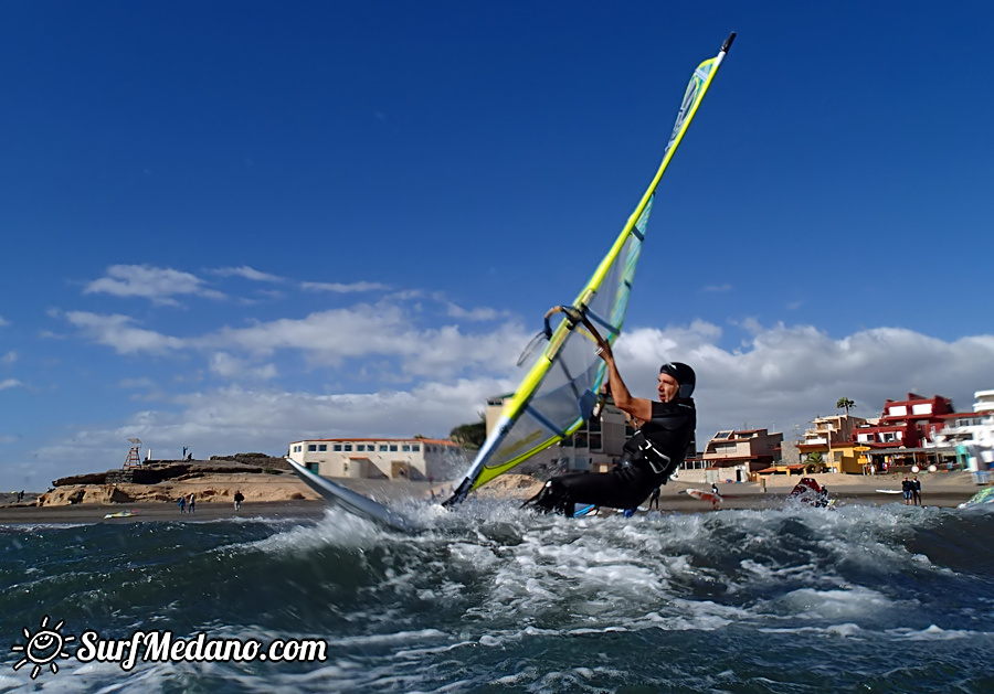 Windsurfing and kitesurfing at El Cabezo in El Medano Tenerife