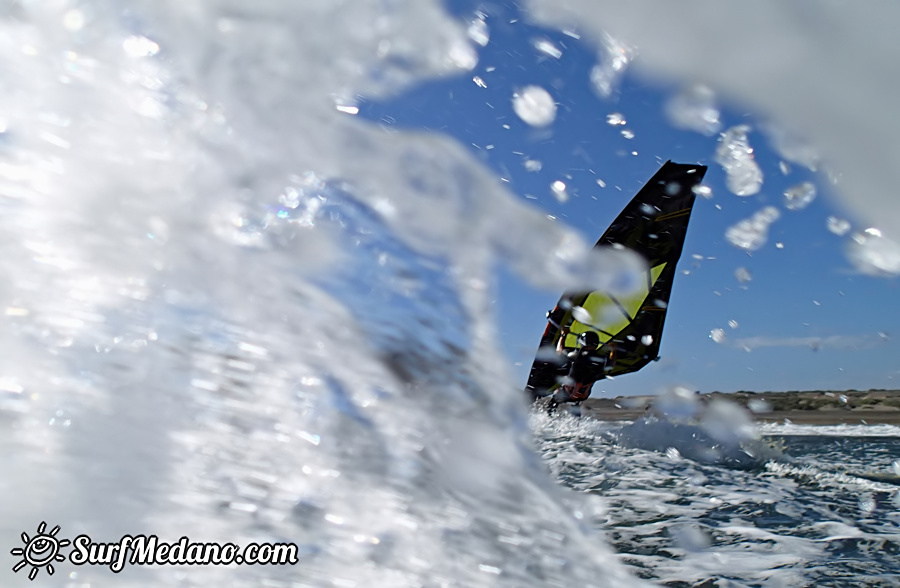 Windsurfing and kitesurfing at El Cabezo in El Medano Tenerife