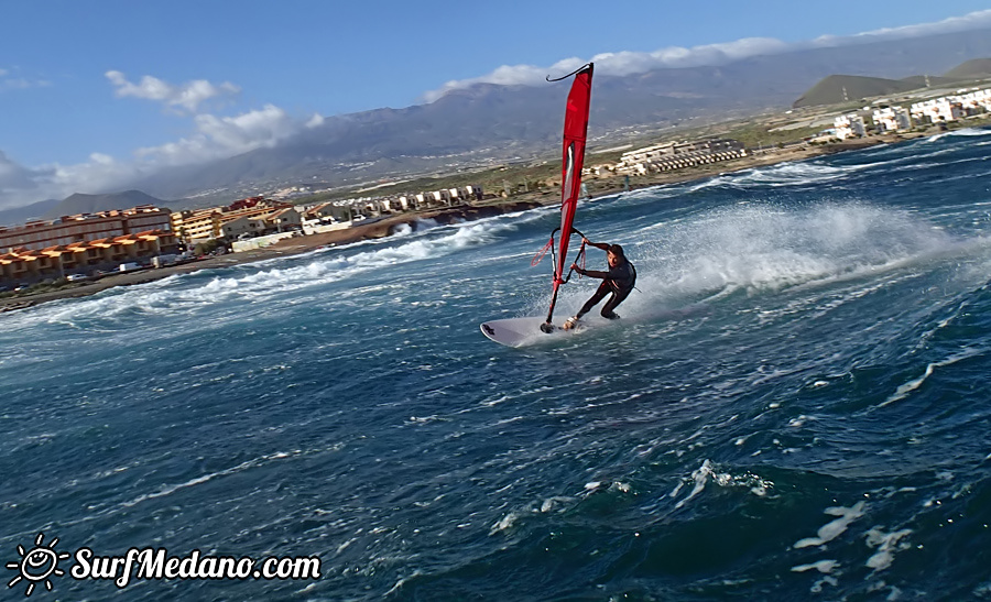 Windsurfing and kitesurfing at El Cabezo in El Medano Tenerife