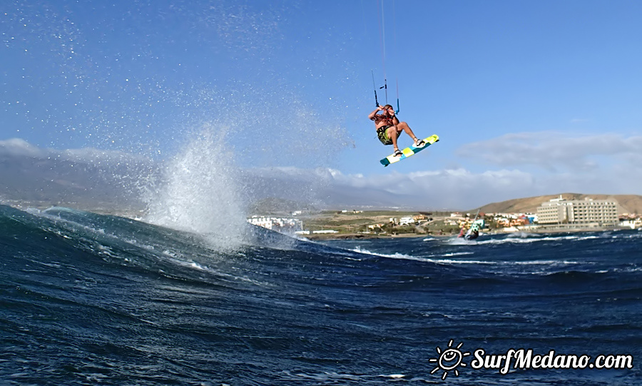 Windsurfing and kitesurfing at El Cabezo in El Medano Tenerife