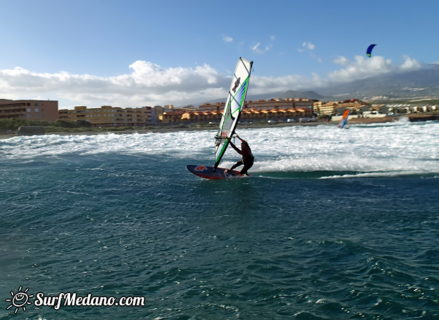 Windsurfing and kitesurfing at El Cabezo in El Medano Tenerife