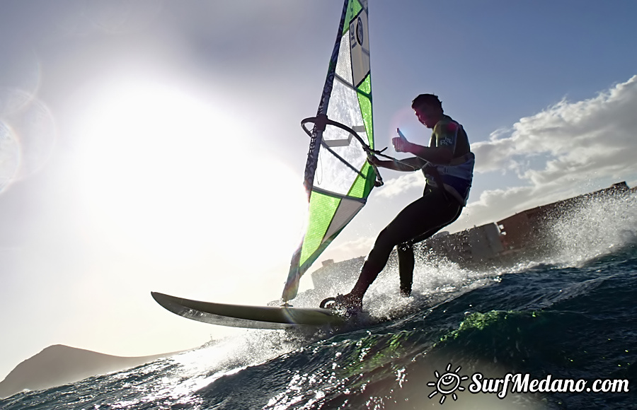 Windsurfing and kitesurfing at El Cabezo in El Medano Tenerife