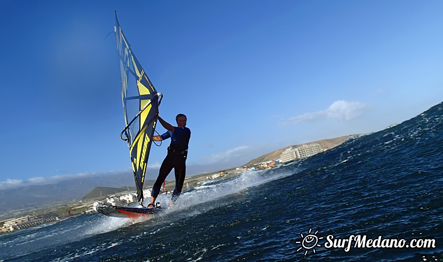 Windsurfing and kitesurfing at El Cabezo in El Medano Tenerife