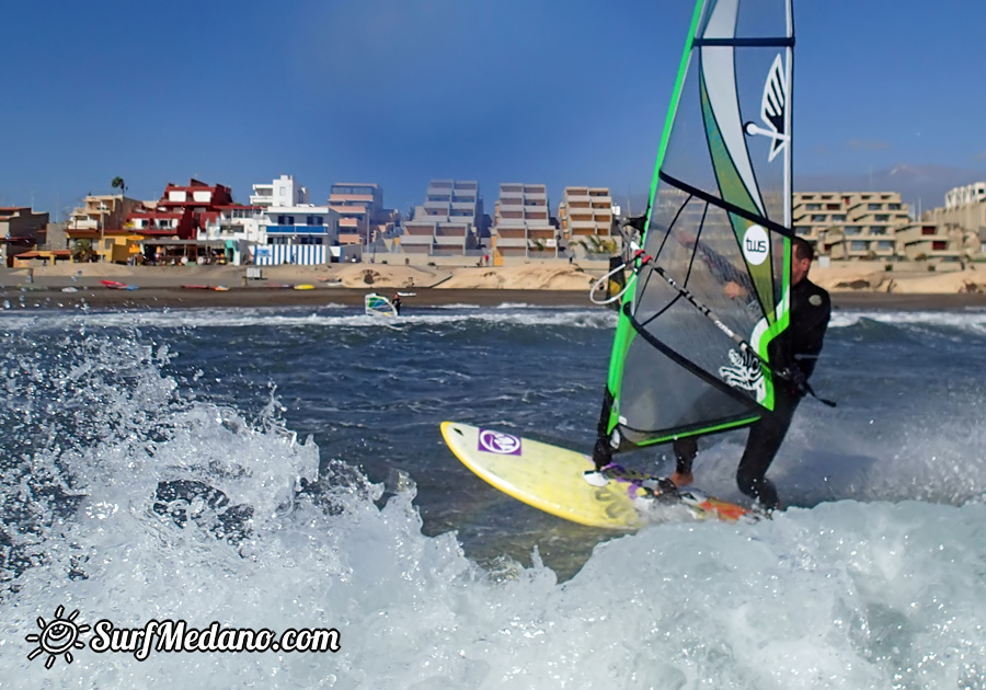 Wave riding and back looping at Playa Sur in El Medano Tenerife