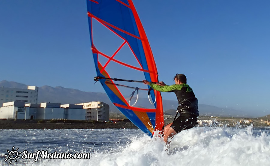 Windsurfing at Harbour Wall Muelle in El Medano Tenerife 11-02-2014 with Ross Williams, Mark Sparky Hosegood and Adam Lewis  Tenerife