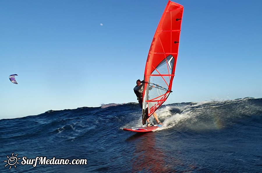 Windsurfing at Harbour Wall Muelle in El Medano Tenerife 11-02-2014 with Ross Williams, Mark Sparky Hosegood and Adam Lewis  Tenerife