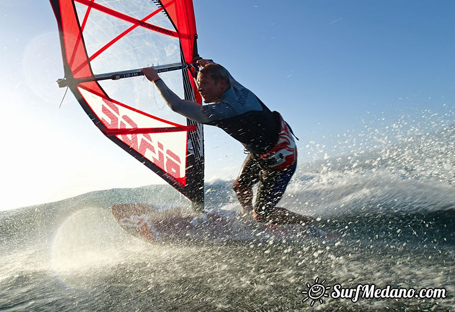 Windsurfing at Harbour Wall Muelle in El Medano Tenerife 11-02-2014 with Ross Williams, Mark Sparky Hosegood and Adam Lewis  Tenerife