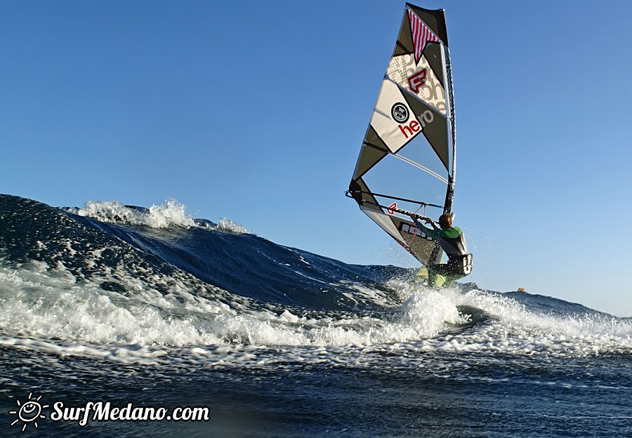 Windsurfing at Harbour Wall Muelle in El Medano Tenerife 11-02-2014 with Ross Williams, Mark Sparky Hosegood and Adam Lewis  Tenerife