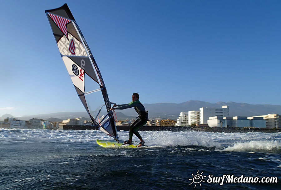 Windsurfing at Harbour Wall Muelle in El Medano Tenerife 11-02-2014 with Ross Williams, Mark Sparky Hosegood and Adam Lewis  Tenerife