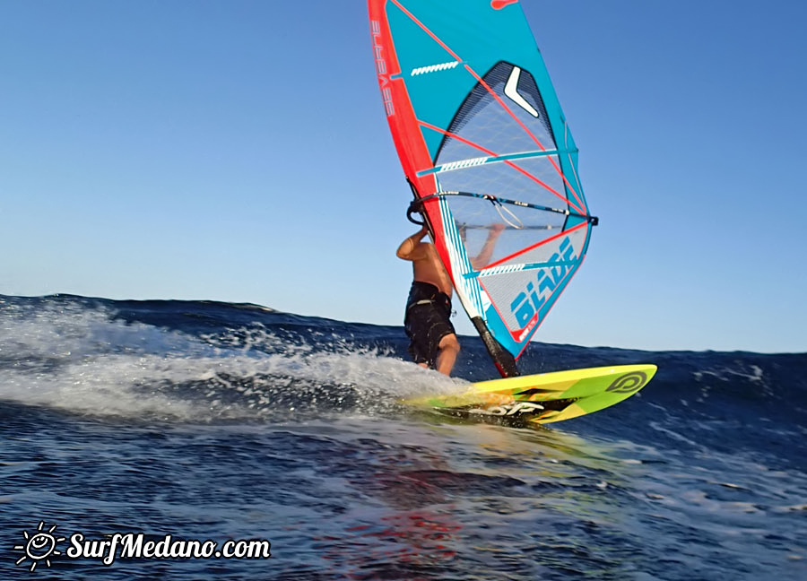 Windsurfing at Harbour Wall Muelle in El Medano Tenerife 11-02-2014 with Ross Williams, Mark Sparky Hosegood and Adam Lewis  Tenerife