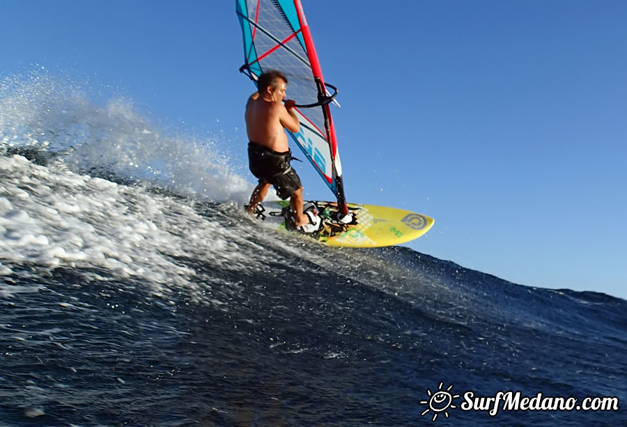 Windsurfing at Harbour Wall Muelle in El Medano Tenerife 11-02-2014 with Ross Williams, Mark Sparky Hosegood and Adam Lewis  Tenerife