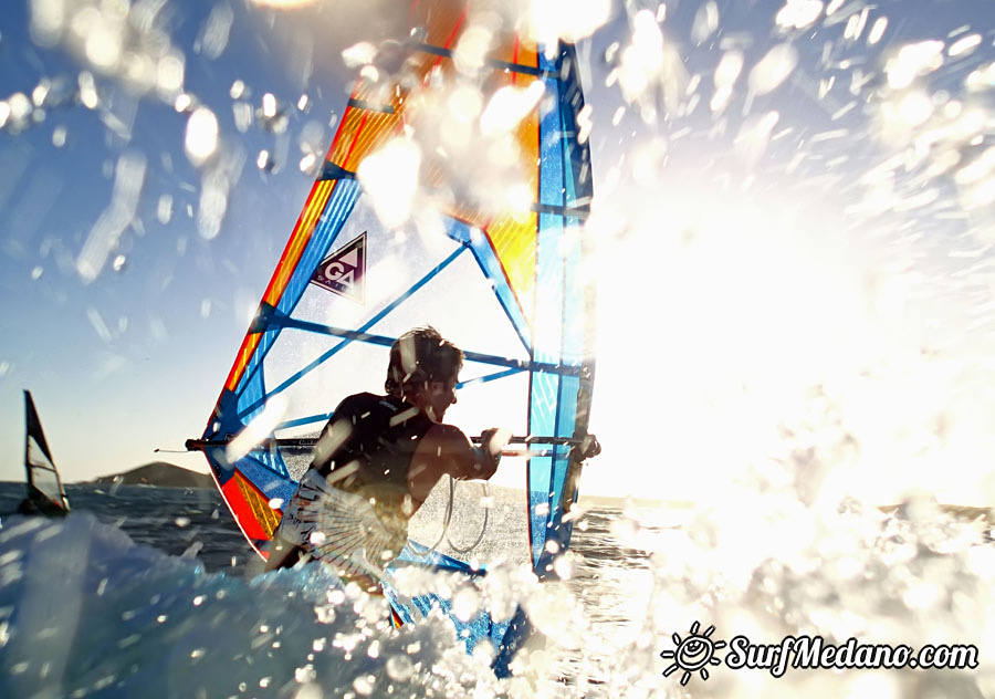 Windsurfing at Harbour Wall Muelle in El Medano Tenerife 11-02-2014 with Ross Williams, Mark Sparky Hosegood and Adam Lewis  Tenerife