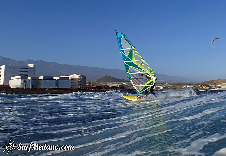 Windsurfing at Harbour Wall Muelle in El Medano Tenerife 11-02-2014 with Ross Williams, Mark Sparky Hosegood and Adam Lewis  Tenerife
