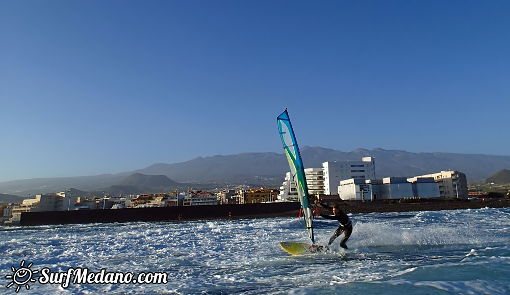 Windsurfing at Harbour Wall Muelle in El Medano Tenerife 11-02-2014 with Ross Williams, Mark Sparky Hosegood and Adam Lewis  Tenerife