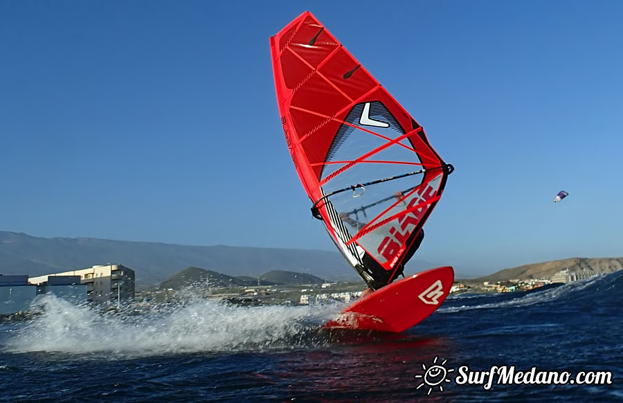 Windsurfing at Harbour Wall Muelle in El Medano Tenerife 11-02-2014 with Ross Williams, Mark Sparky Hosegood and Adam Lewis  Tenerife