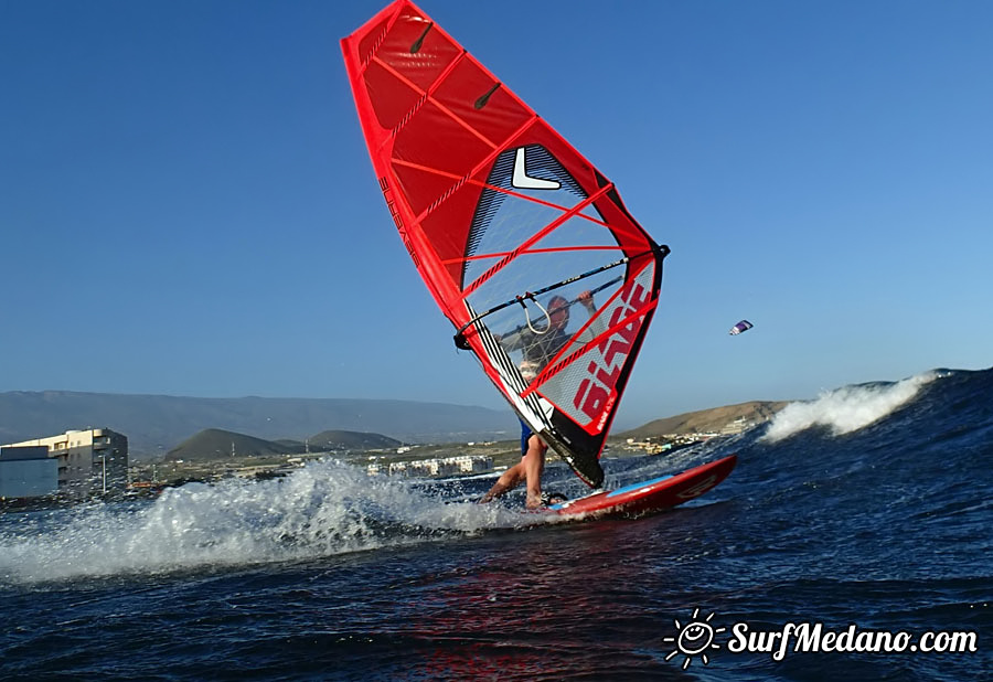 Windsurfing at Harbour Wall Muelle in El Medano Tenerife 11-02-2014 with Ross Williams, Mark Sparky Hosegood and Adam Lewis  Tenerife