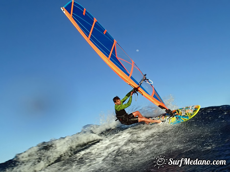 Windsurfing at Harbour Wall Muelle in El Medano Tenerife 11-02-2014 with Ross Williams, Mark Sparky Hosegood and Adam Lewis  Tenerife