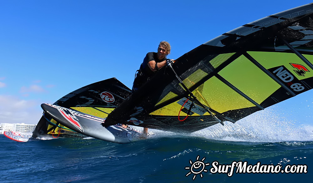 Pro X Training windsurfing slalom race in El Medano Tenerife